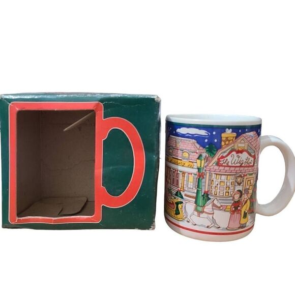 Vintage Lefton's China 1992 Colonial Village Scene Mug Collection w/ Box (C26) - Picture 1 of 8